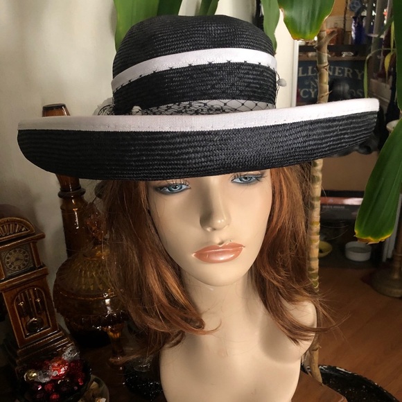 Vintage Black & White Derby Hat main image 3
